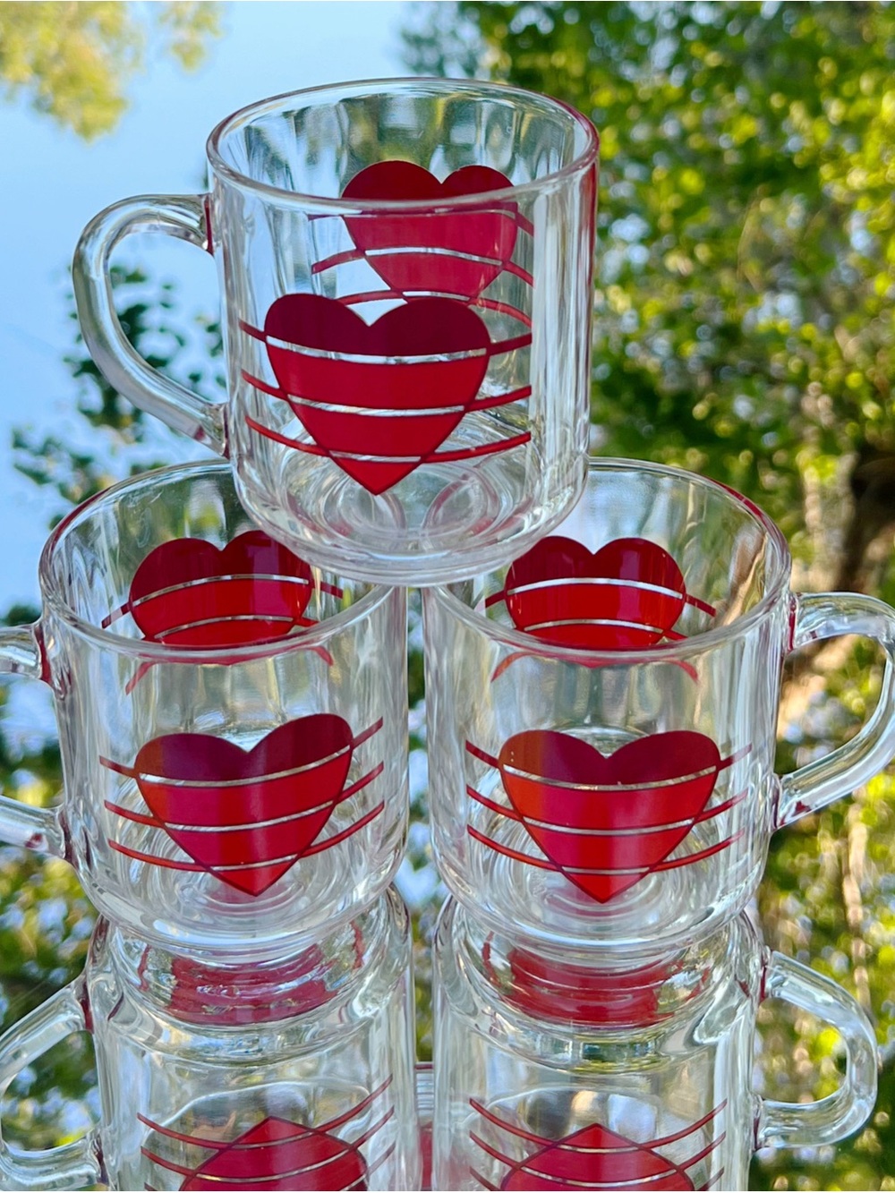 Vintage Heart Mugs - Set of 3